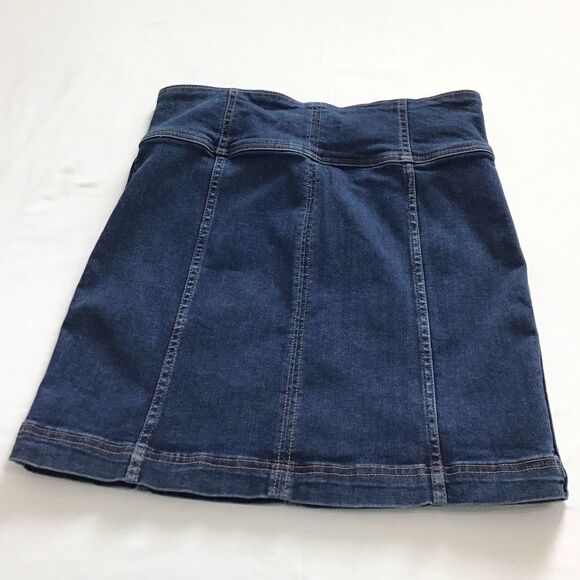 Free People Denim Min Skirt Blue Modern Femme Jean Denim Mini Skirt - Picture 4 of 12